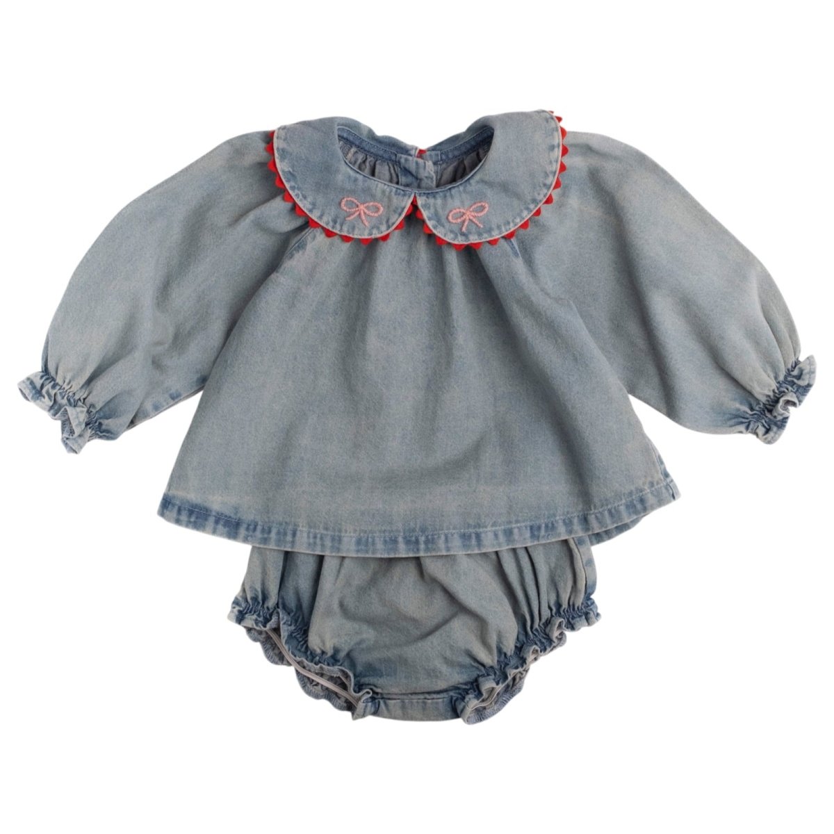 GEORGINA CHERRY DENIM TOP AND BLOOMERS SET (PREORDER) - WILD WAWA