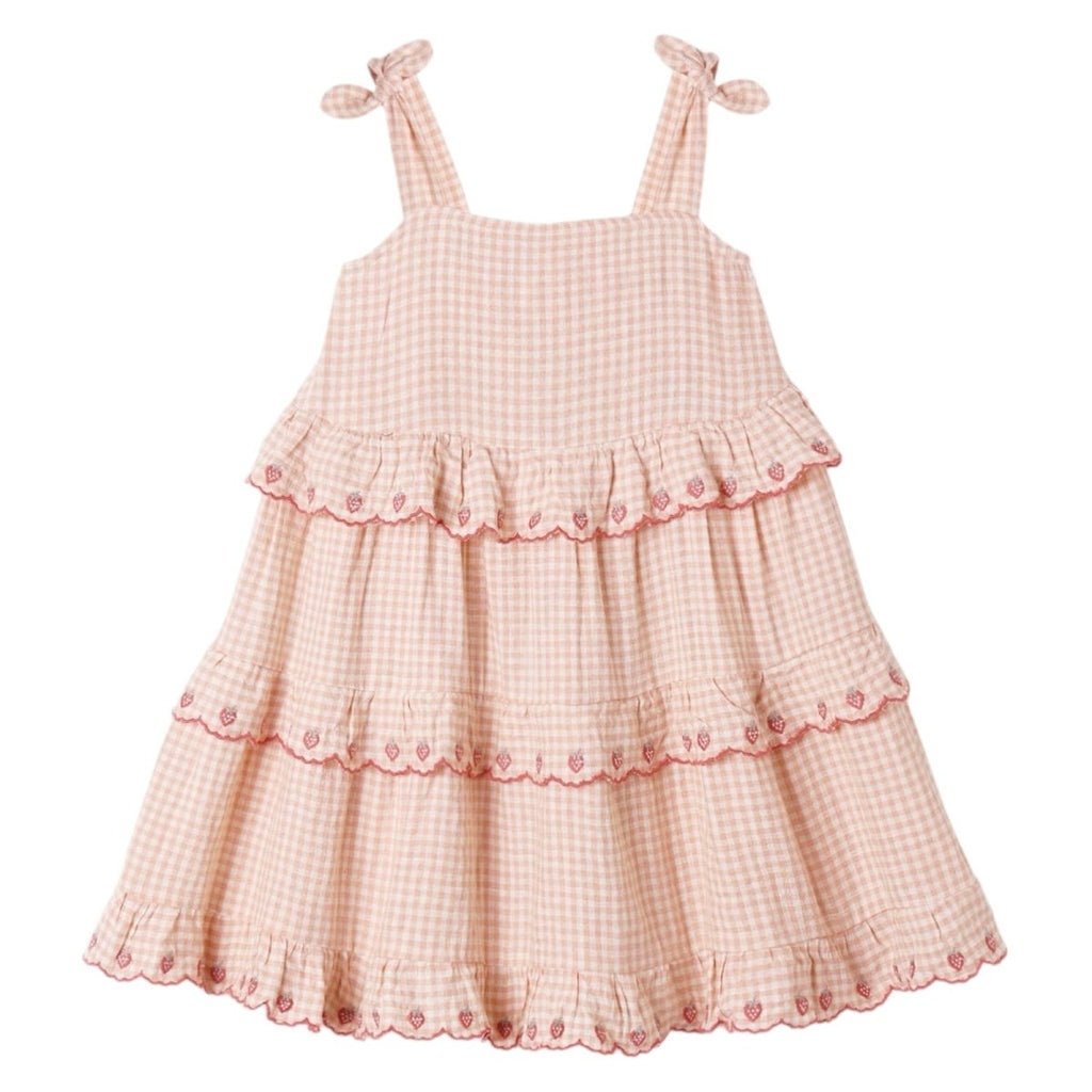 pink gingham swing dress Pink Gingham & White Scarf Swing Dress - Medium