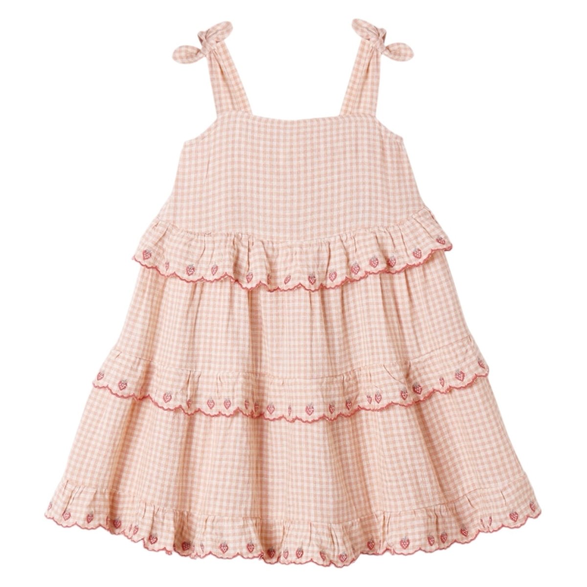 GINGHAM RUFFLED SWING DRESS - RYLEE + CRU - DRESSES