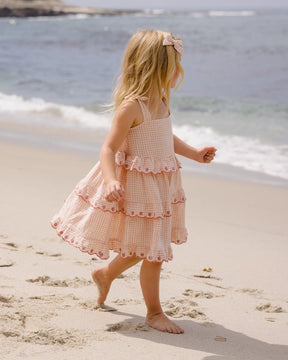 GINGHAM RUFFLED SWING DRESS - RYLEE + CRU - DRESSES