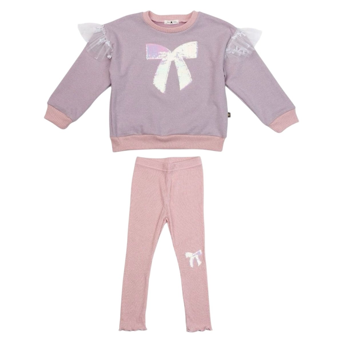 GLITTER BOW FRILL SWEATSHIRT AND LEGGINGS SET - PETITE HAILEY