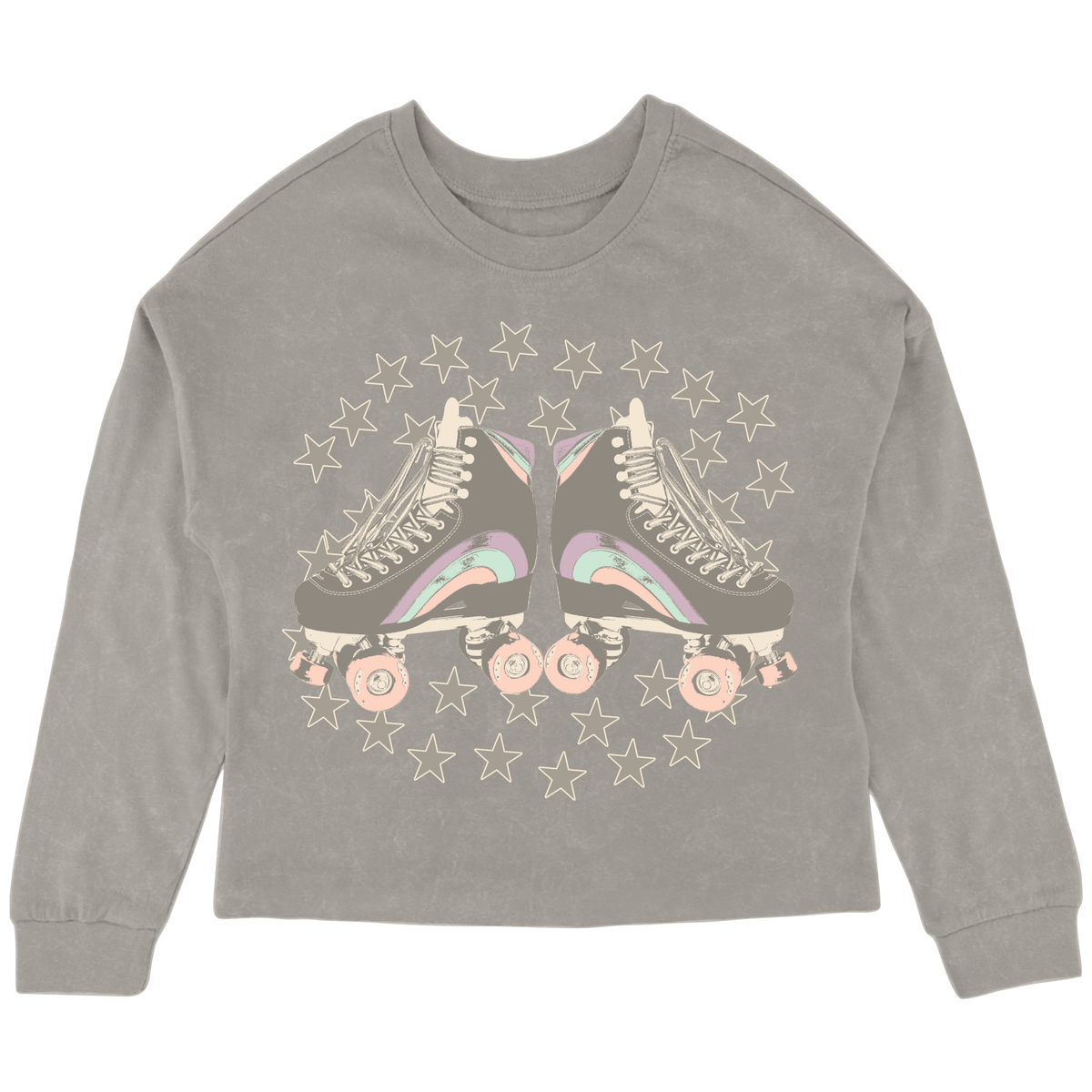 GOOD TIMES ROLL ROLLER SKATE LONG SLEEVE TSHIRT - TINY WHALES