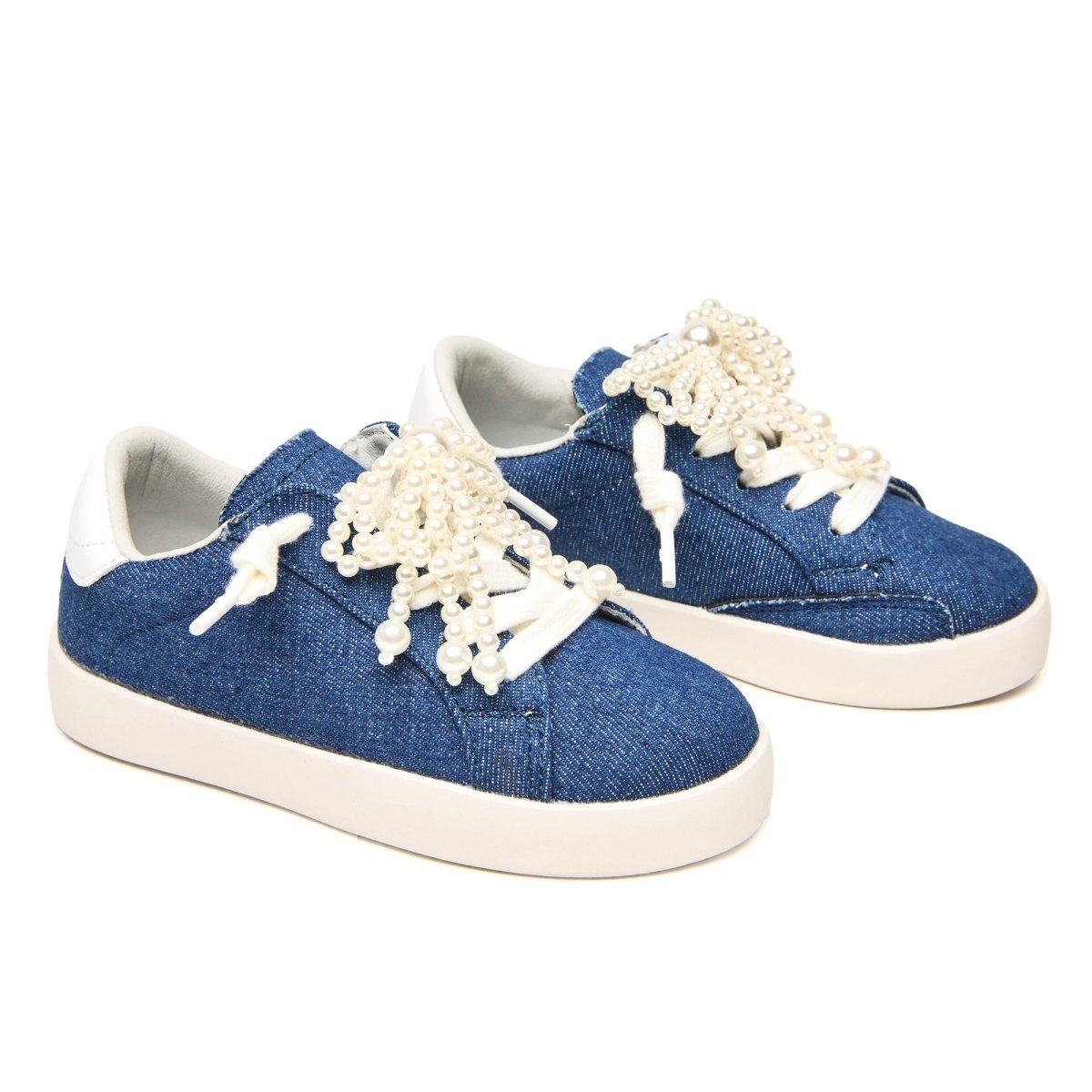 GRACE PEARL BOW DENIM SNEAKERS - MINI DREAMERS