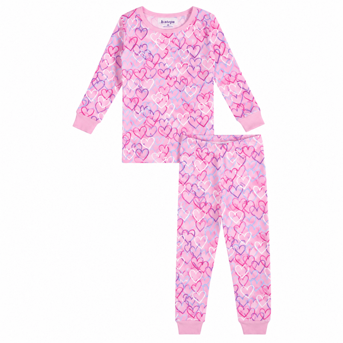 GRAFFITI HEARTS LONG SLEEVE TWO PIECE PAJAMAS - BABY STEPS