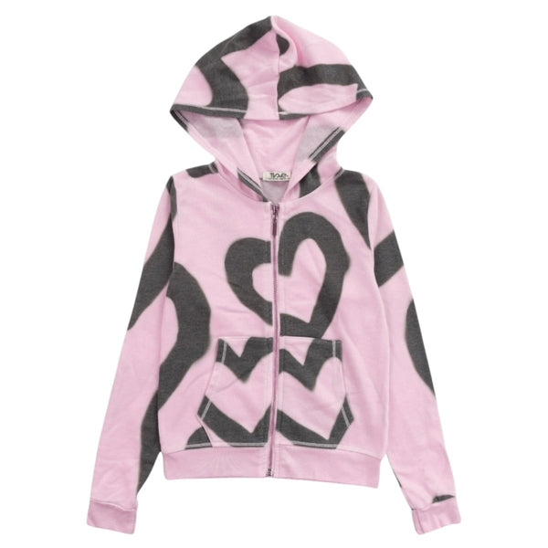 トップス undercover hearts print zip hoodie graffiti-hearts-zip-up-hoodie-
