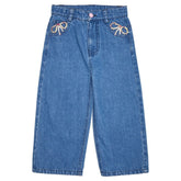 HAILEY BOW DENIM PANTS - MINI DREAMERS