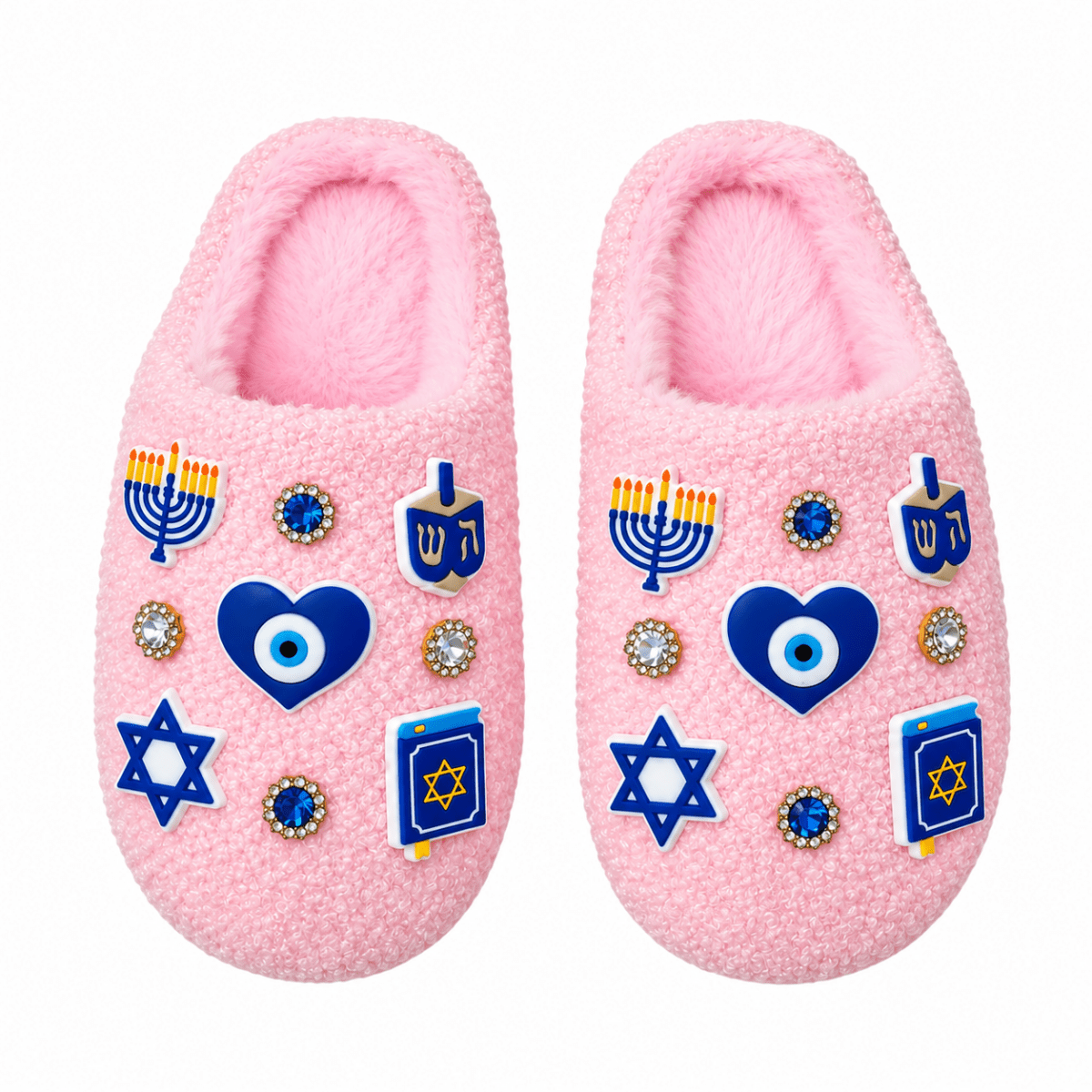 HANUKKAH CHARM FUZZY SLIPPERS (PREORDER) - BARI LYNN