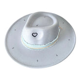 HEART DENIM TRIM FEDORA HAT - SAGE & SADDLE
