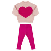 HEART KNITTED SWEATSHIRT AND LEGGINGS SET - SET