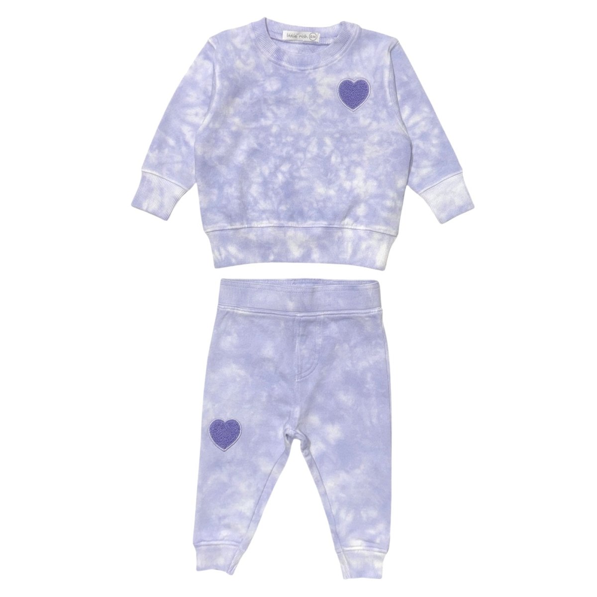 HEART PATCH SWEATSHIRT AND SWEATPANTS SET - MISH MISH