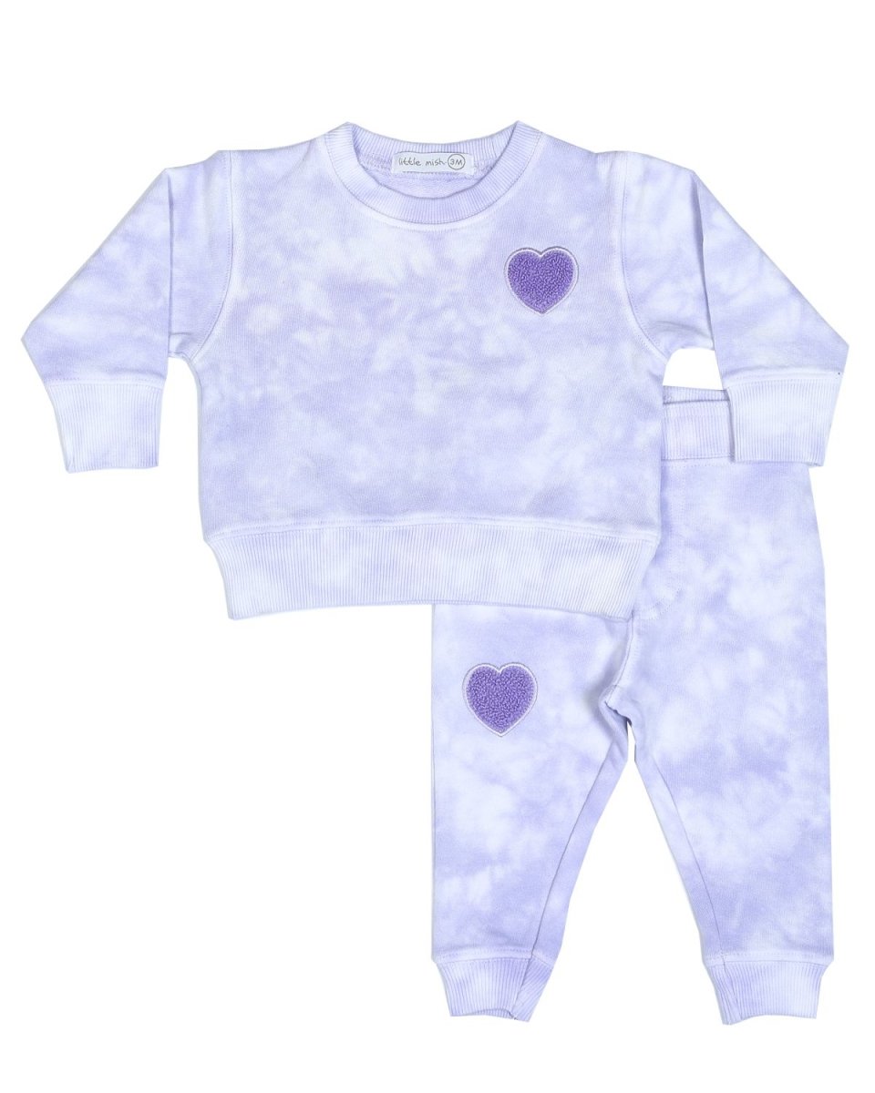 HEART PATCH SWEATSHIRT AND SWEATPANTS SET (PREORDER) - SET
