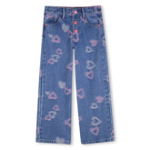 HEART PRINT DENIM PANTS (PREORDER) - PANTS
