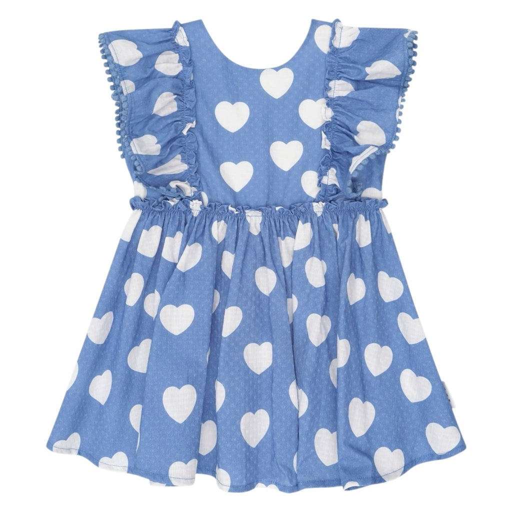 blue dress with white hearts Lace & Beads exclusive corset puff sleeve dress in powder blue heart