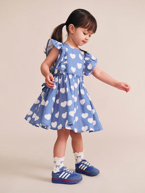 HEARTS FRILL DRESS - HUXBABY