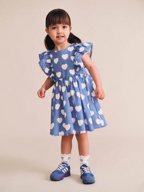 HEARTS FRILL DRESS - HUXBABY