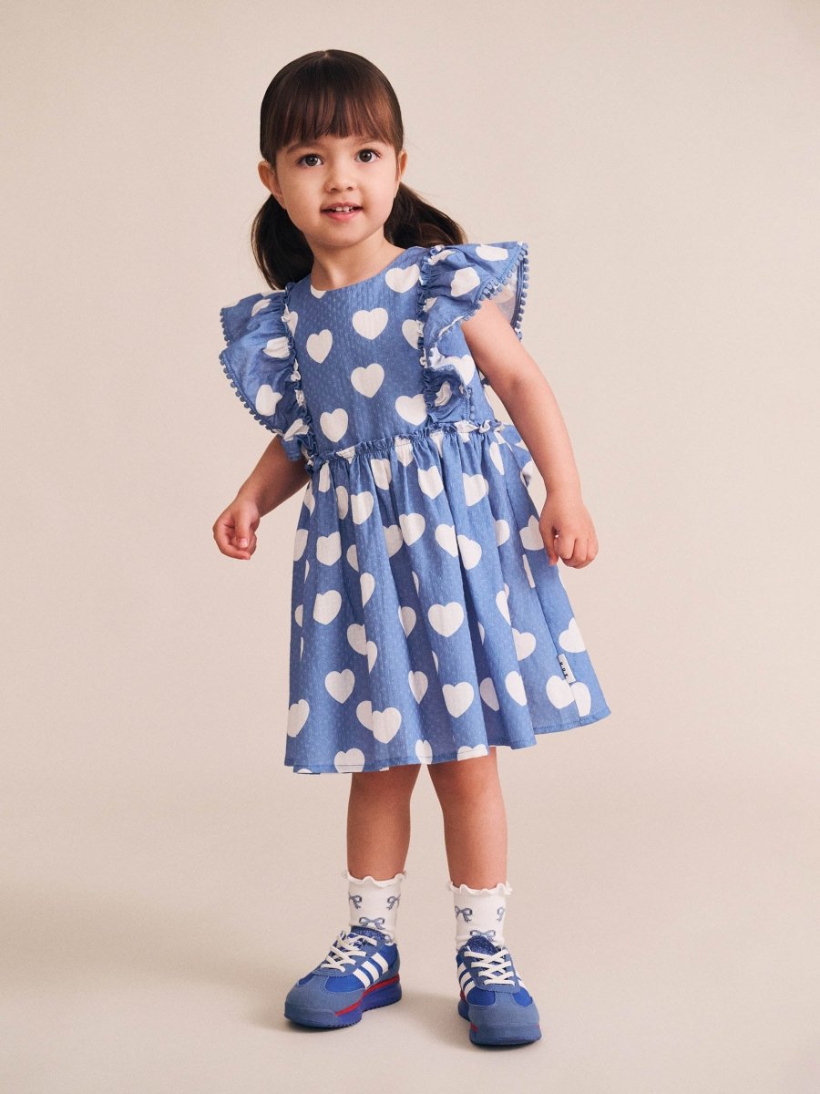 HEARTS FRILL DRESS - HUXBABY