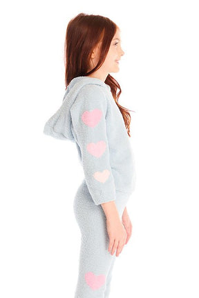 HEARTS FUZZY FLEECE LOUNGE ZIP UP HOODIE (PREORDER) - CHASER KIDS