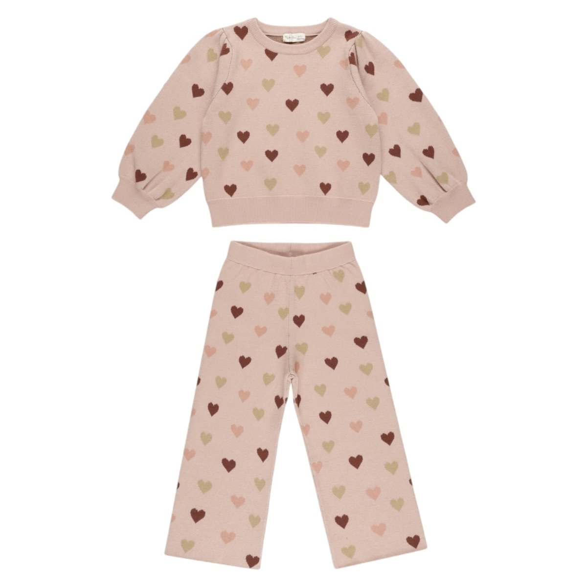 HEARTS JACQUARD KNIT SWEATSHIRT AND PANTS SET - RYLEE + CRU