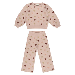 HEARTS JACQUARD KNIT SWEATSHIRT AND PANTS SET - RYLEE + CRU