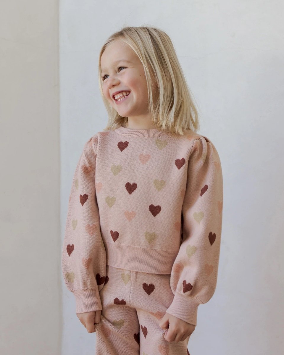 HEARTS JACQUARD KNIT SWEATSHIRT AND PANTS SET - RYLEE + CRU
