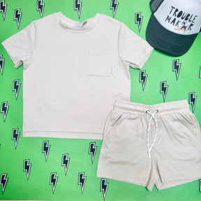 HEATHERED PEBBLE OCEANSIDE TECH SHORTS - RYLEE + CRU