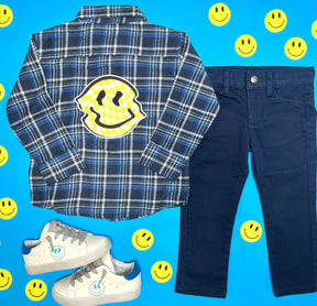 SMILEY FACE BUTTON DOWN FLANNEL
