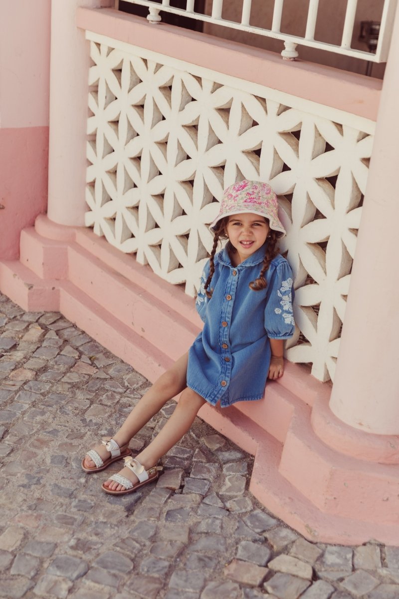 Embroidered Denim Dress in Organic Cotton | Louise Misha Kids 5 / BLUE Embroidered Denim Dress in Organic Cotton | Louise Misha Kids 5 / BLUE