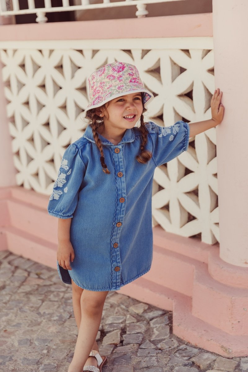 Embroidered Denim Dress in Organic Cotton | Louise Misha Kids 5 / BLUE Embroidered Denim Dress in Organic Cotton | Louise Misha Kids 5 / BLUE