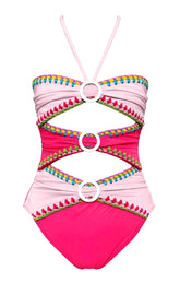 INEZ EMBROIDERED CUT OUT ONE PIECE SWIMSUIT (PREORDER) - NESSI BYRD