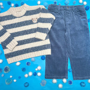 INK STRIPE HUX EMBROIDERED SPONGE SWEATER - HUXBABY