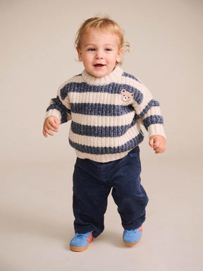 INK STRIPE HUX EMBROIDERED SPONGE SWEATER (PREORDER) - HUXBABY