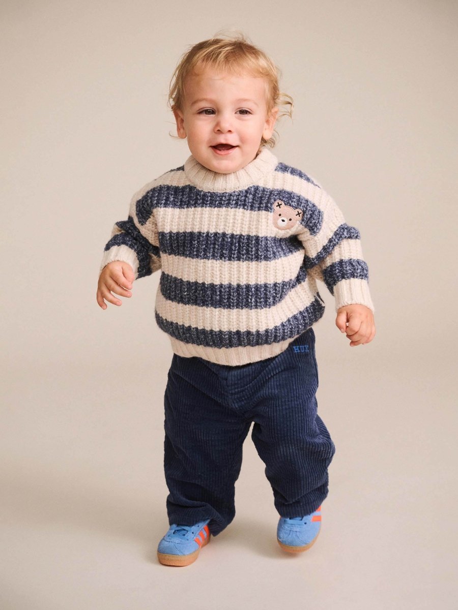 INK STRIPE HUX EMBROIDERED SPONGE SWEATER (PREORDER) - HUXBABY