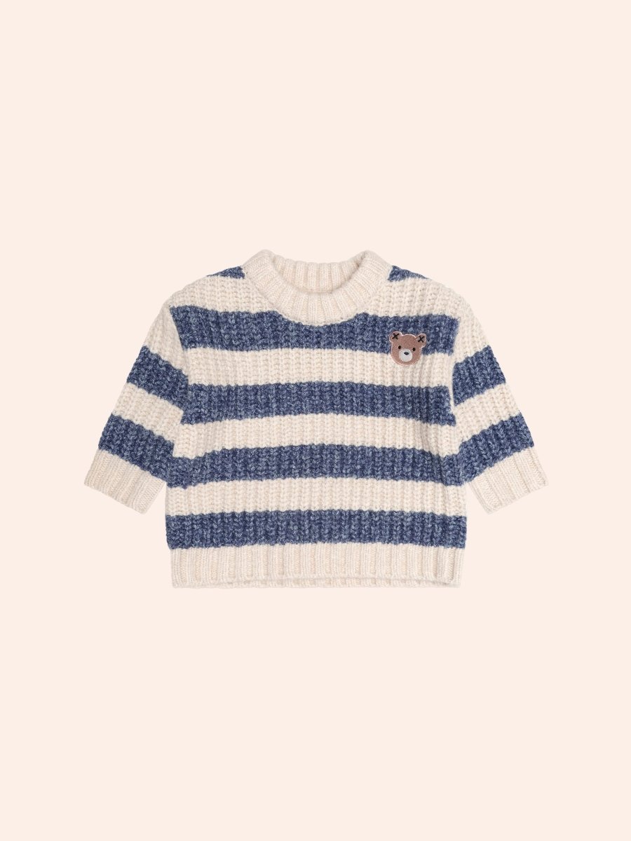 INK STRIPE HUX EMBROIDERED SPONGE SWEATER (PREORDER) - HUXBABY