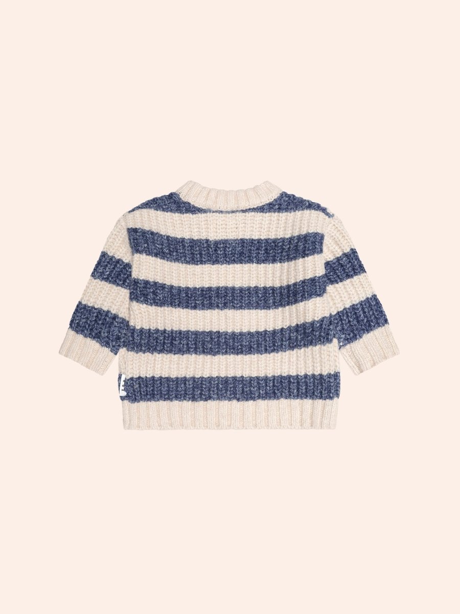 INK STRIPE HUX EMBROIDERED SPONGE SWEATER (PREORDER) - HUXBABY