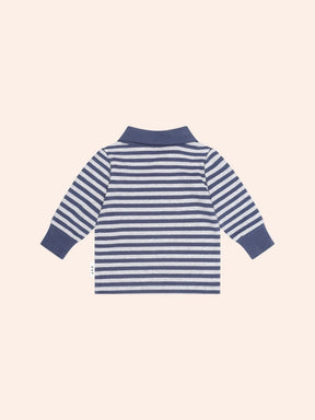 INK STRIPE SITTING HUX POLO LONG SLEEVE TOP (PREORDER) - HUXBABY