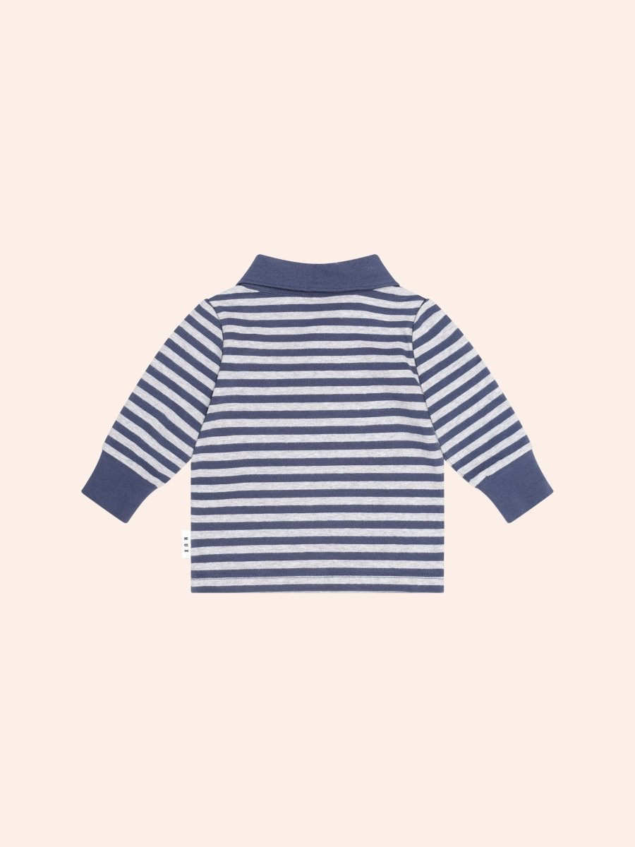 INK STRIPE SITTING HUX POLO LONG SLEEVE TOP (PREORDER) - HUXBABY