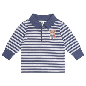 INK STRIPE SITTING HUX POLO LONG SLEEVE TOP (PREORDER) - HUXBABY