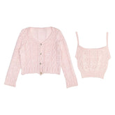 ISABELLA BOW KNIT TANK AND CARDIGAN SET - SET