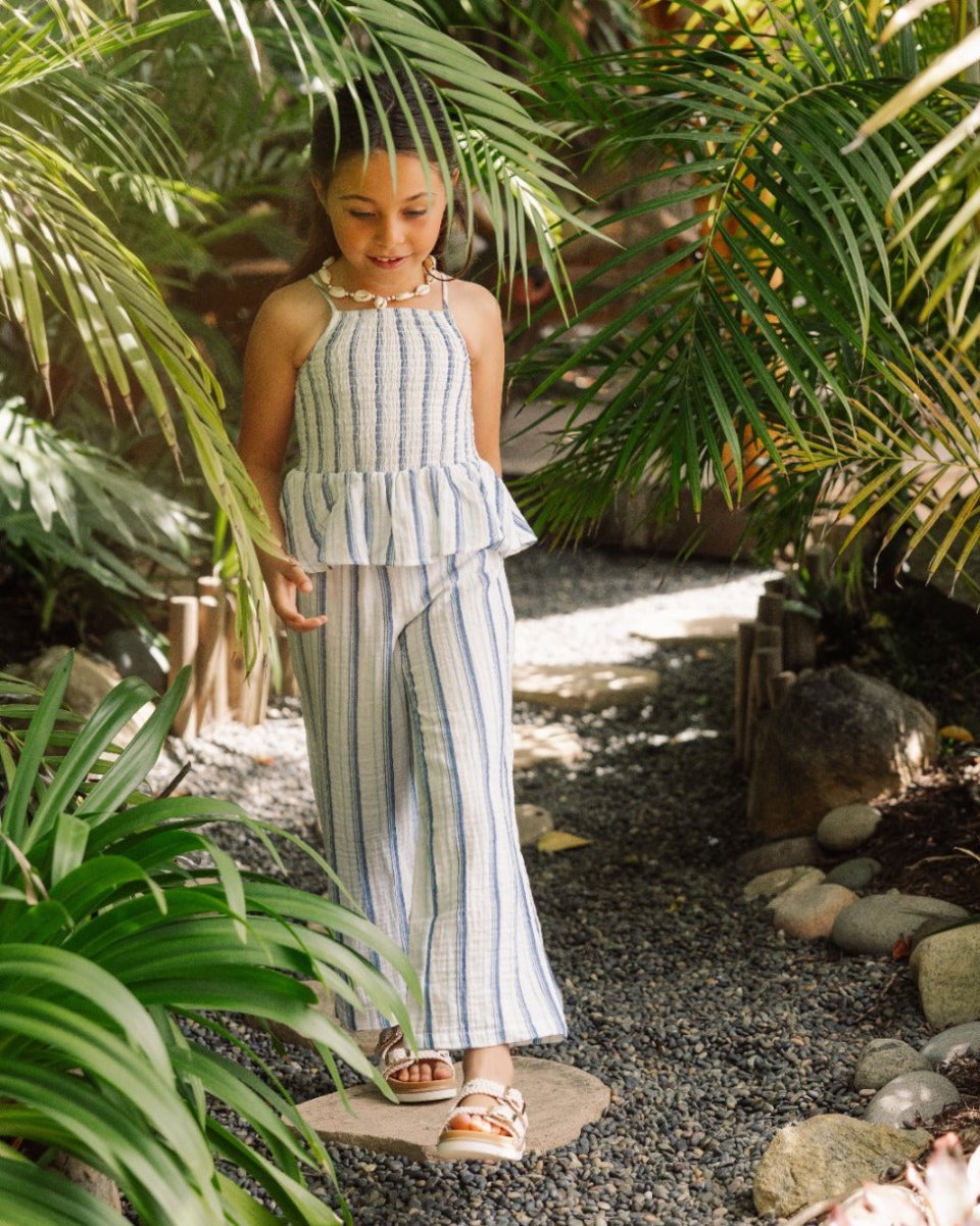 ISLA STRIPE SMOCKED TOP - FEATHER 4 ARROW