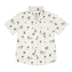 ISLAND PALM TREES BUTTON DOWN TOP - FEATHER 4 ARROW