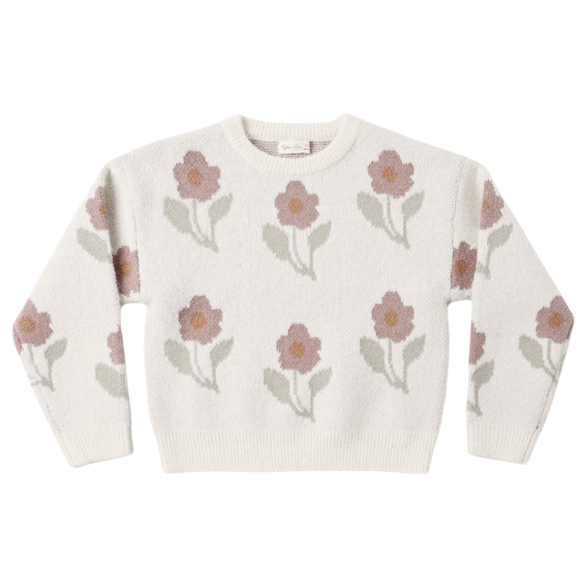 IVORY FLOWER ASPEN KNITTED SWEATER - RYLEE + CRU