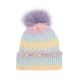 JEWELED CHARM POM POM RAINBOW BEANIE (PREORDER) - BARI LYNN - BEANIES