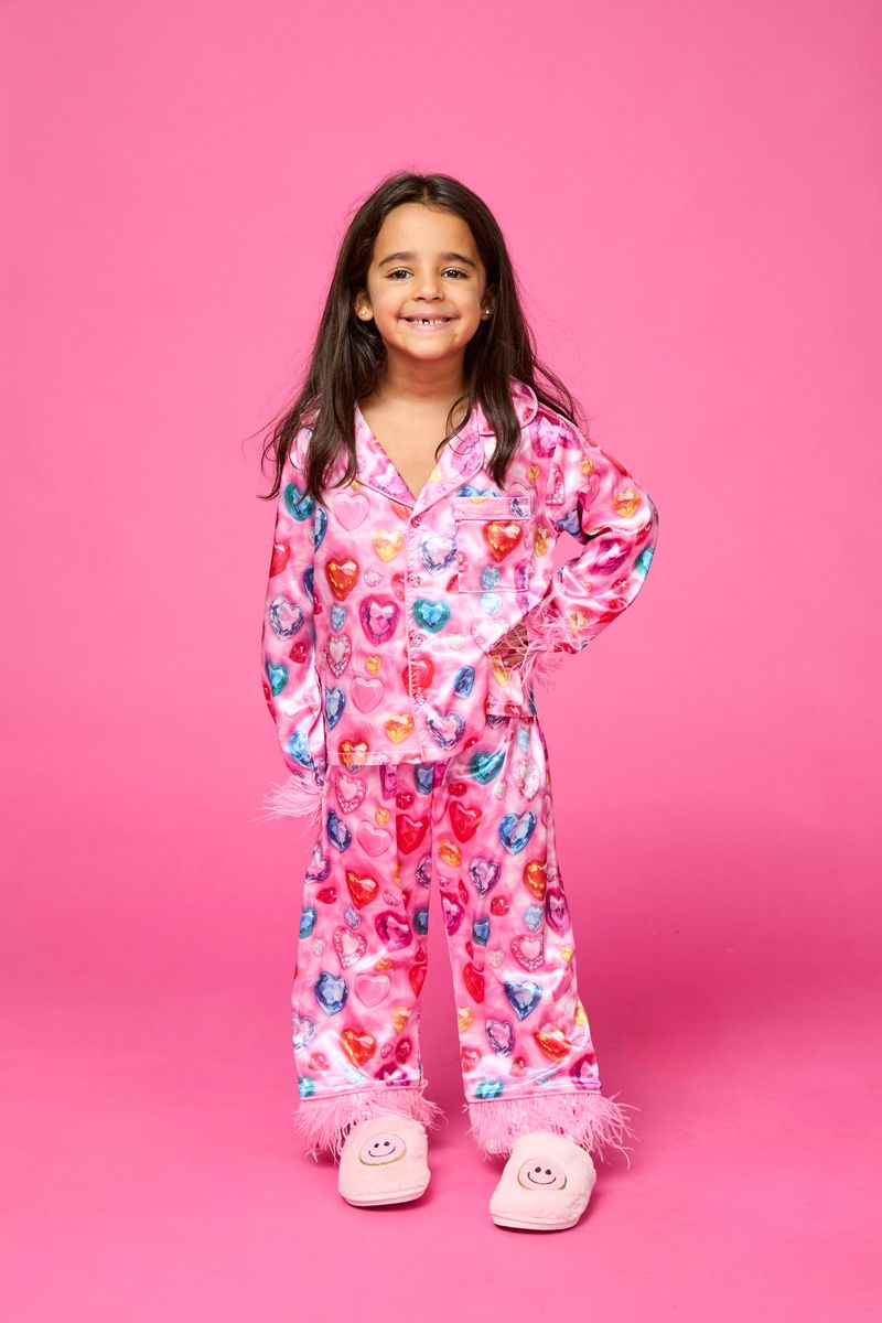 JEWELS FEATHER TRIM SILKY SET - MINI DREAMERS