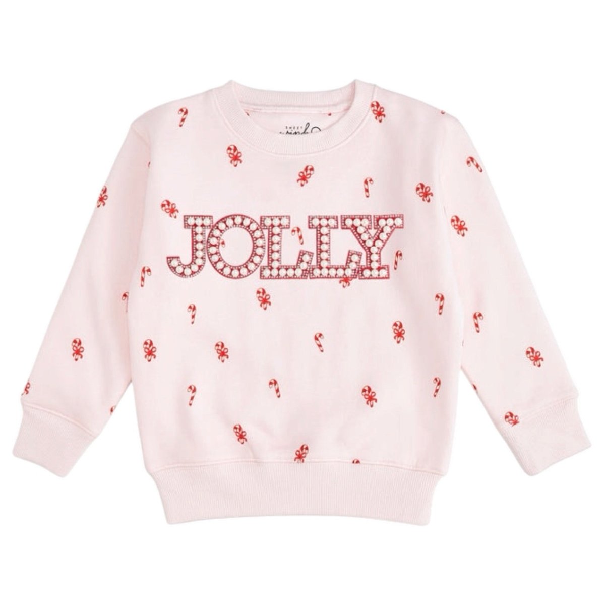 JOLLY PEARL PATCH CANDY CANE SWEATSHIRT (PREORDER) - SWEET WINK