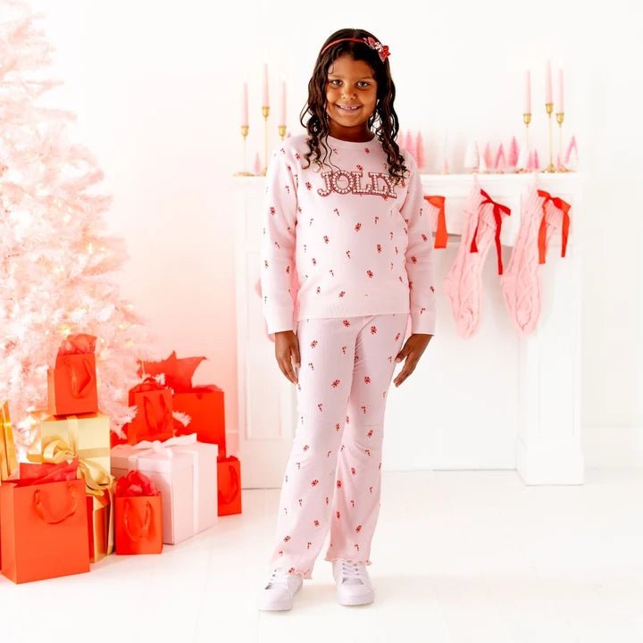 JOLLY PEARL PATCH CANDY CANE SWEATSHIRT (PREORDER) - SWEET WINK