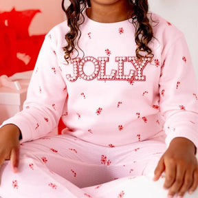 JOLLY PEARL PATCH CANDY CANE SWEATSHIRT (PREORDER) - SWEET WINK