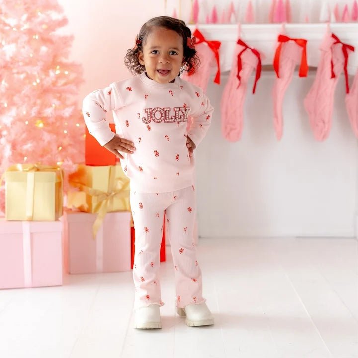 JOLLY PEARL PATCH CANDY CANE SWEATSHIRT (PREORDER) - SWEET WINK