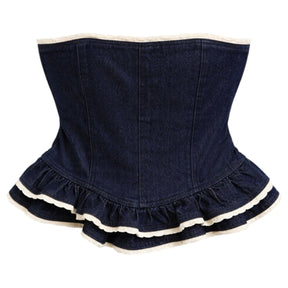 KAUAI DENIM LACE TRIM BUSTIER TOP - KATIE J NYC - TANK TOPS