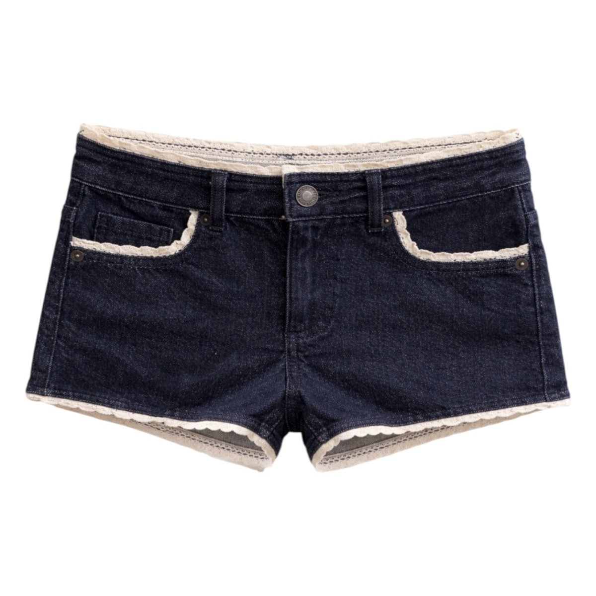 KAUAI DENIM LACE TRIM SHORTS (PREORDER) - KATIE J NYC - SHORTS