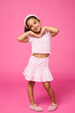 KAYLA FLORAL SMOCKED TOP AND SKIRT SET - MINI DREAMERS